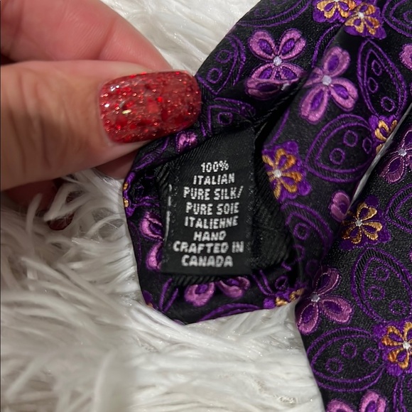 DION Collection Deep Purple Geometric Pattern tie - Picture 9 of 11